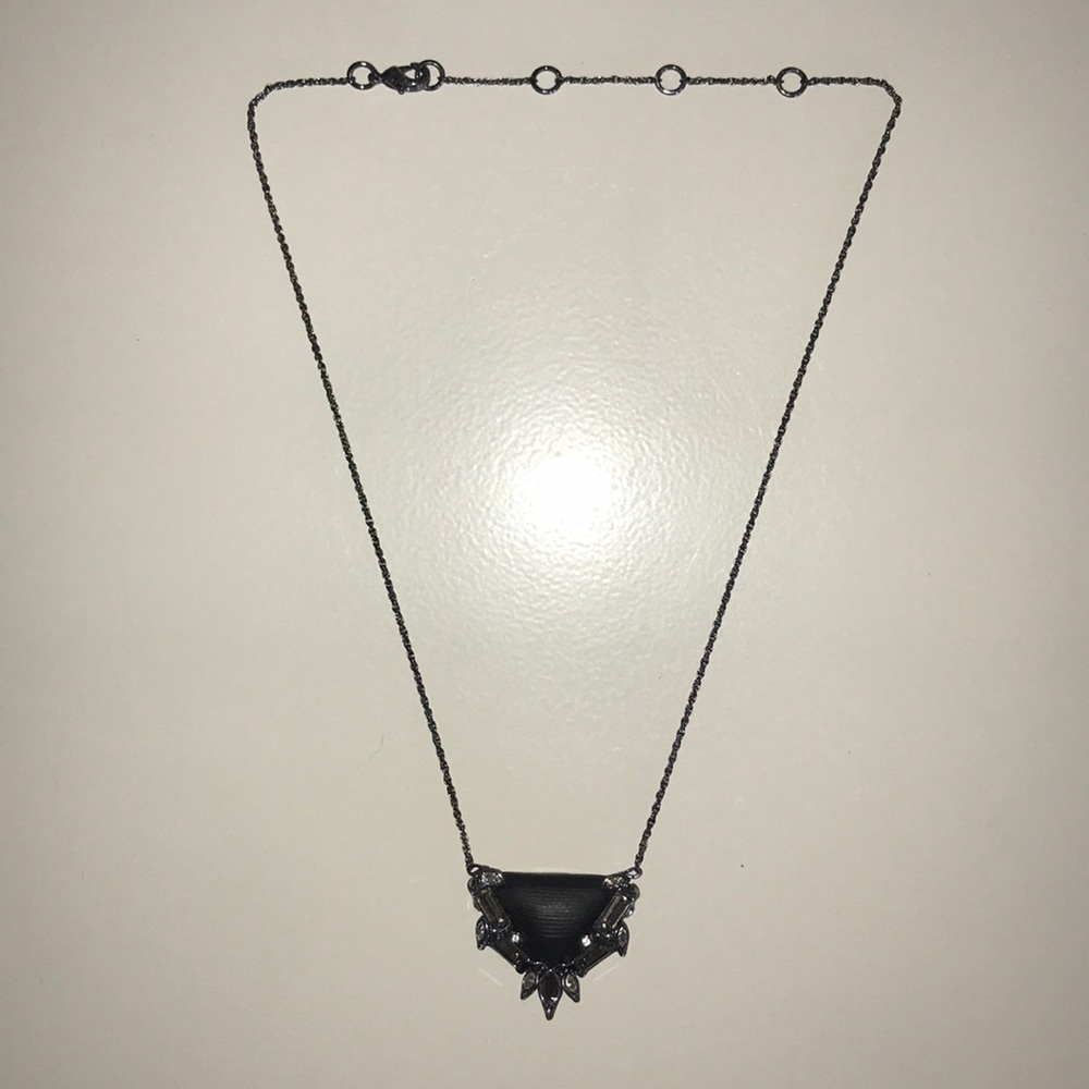 Alexia Bittar Black & Crystal Pendant Necklace 19”